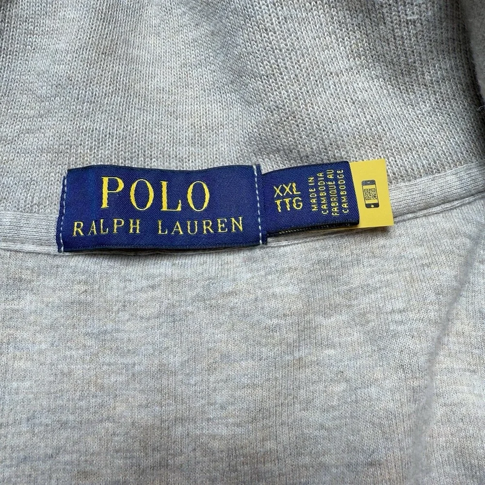 Polo Ralph Lauren Estate Ribbed‎ Cotton Pullover 1/4 Zip Sweater Large Beige L/S